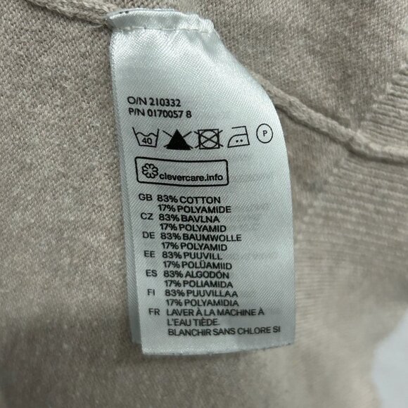 H&M Basic Beige Button-Up Long Sleeve Cardigan Sweater Sz Small Classic Layering - Picture 6 of 9